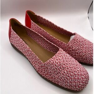 Comfortview Womens Bethany Woven Loafers Size 9.5 Red White Speckled Slip‎ On